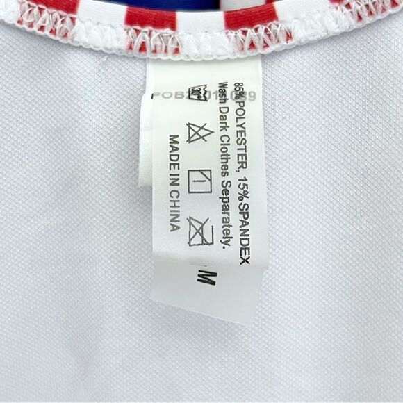 Patriotic USA American Flag Stars and Stripes Lattice One Piece Swimsuit - Picture 14 of 16